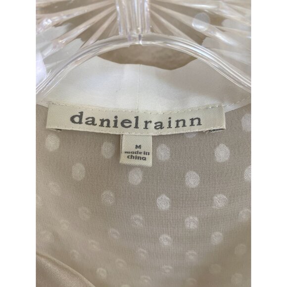 Daniel Rainn Sleeveless Polka Dot Tie-Neck Blouse Womens M Sheer White Polyester - Picture 4 of 7